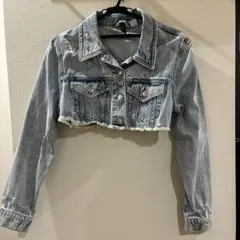 ライトブルー クロップドデニムジャケット