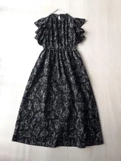 OLIVE des OLIVE 線画花柄袖空きワンピース