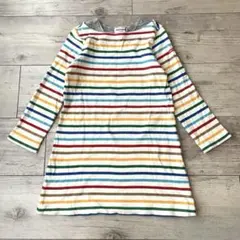 miki house カラフルボーダー 長袖ワンピース 110