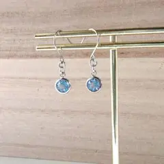 【704】貴和クリスタル ライトサファイア ピアス イヤリング ハンドメイド