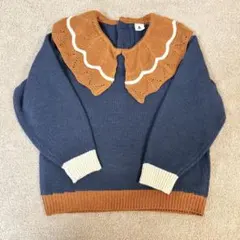 &mignon【スカラップ襟付きニットプルオーバー】110cm