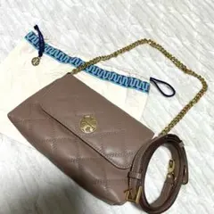 【美品】トリバーチ　２ウェイ　ショルダーバッグ　ピンクブラウン　キルティング