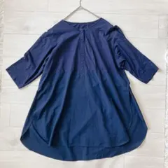 【美品】ジョルジュレッシュ切替 チュニック ブラウス ネイビー 紺ゆったりめ38のサムネイル