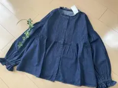 ＊Samansa Mos2＊サマンサモスモス＊デニムスタンドフリル襟ブラウス