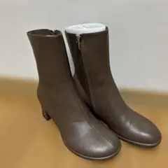 ブラウン 合成皮革 サイドファスナー ブーツ