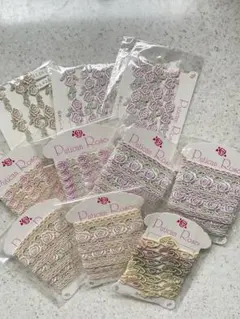 【日本製】バラ柄のケミカル手染めレースまとめ売り② 10点＋レースおまけ付き！