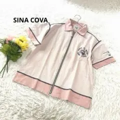 シナコバ【S】トップス　半袖ポロ　ジップアップ　刺繍ロゴ　ストレッチ　襟のサムネイル