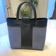 黒と紫のトートバッグ　ショルダー紐あり