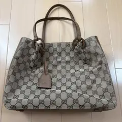 グッチ　トートバッグ　ハンドバッグ　gg柄　キャンバス　革