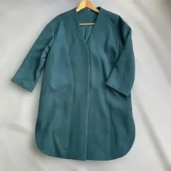 ミラウォーエンMglaOwenダークグリーン Vネック ロングコートサイズ0