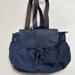 IBIZAネイビー ナイロン レザー バッグ