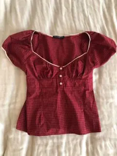 Brandy Melville チェック柄 半袖ブラウスのサムネイル