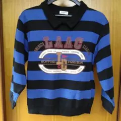 LAAC 　140㎝ ポロシャツ 青黒ストライプ