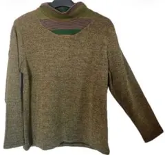 タートルネックニット マルチカラー ストライプ柄 長袖カットソー新品タグ付き