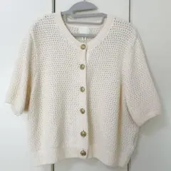 H&M エイチアンドエム カーディガン ニット 半袖 アイボリー 白 ホワイト