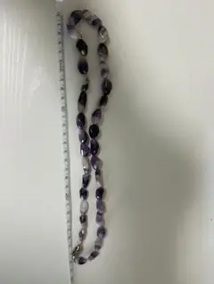 天然石風 ネックレス パープル SILVER刻印 ロング 個性派