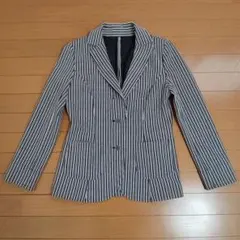 ストライプ柄 テーラードジャケット ブラック・ホワイト　サイズ9号