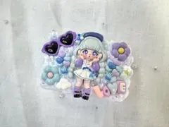 お花畑女の子♡デカパ♡ホイップデコ♡小物ケース♡ミルキーカラー♡紫×水色