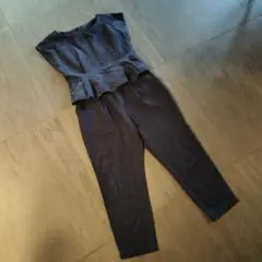 ダークブルー ペプラムパンツセットアップ