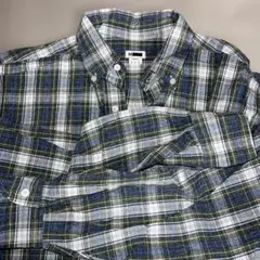 H ユナイテッドアローズチェック柄ボタンダウンシャツSオーバーサイズ