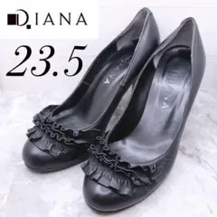 【164】diana ダイアナ　レース　ラウンドトゥ　パンプス　黒　23.5
