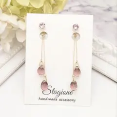 ▷744 スワロフスキー×チェコガラス ピアス ハンドメイド　Lt.アメジスト