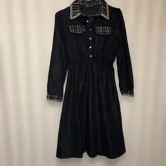 B.N.I SELECT ブラックワンピース 長袖 チェック柄