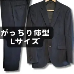 ​【美品】La Pava スーツ セットアップ ネイビー ストライプ L AB6