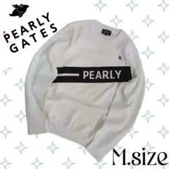 m63〚PEARLY GATES〛ゴルフ立体縫製ホワイトニットセーター M寸