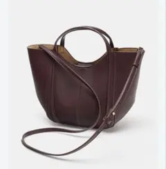 ZARA ステッチミニシティバッグ バーガンディ ボルドー