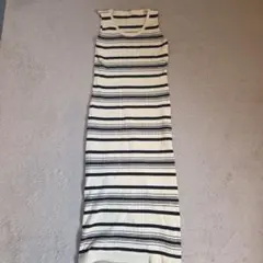 ストライプ柄ノースリーブロングワンピースら