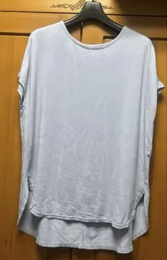 ライトブルー バックオープン 半袖Tシャツ　ヨガウェア　Ｌサイズ