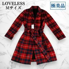 LOVELESS タータンチェックガウンコート チェスターコート レッド Mのサムネイル