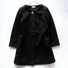 ✨美品✨anmille アンミール 黒 オリジナルビジューノーカラーコート Mのサムネイル