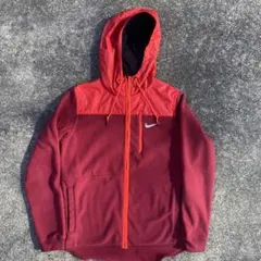 テック系00s NIKE フリースナイロンジャケット　白スオッシュ刺繍　y2k