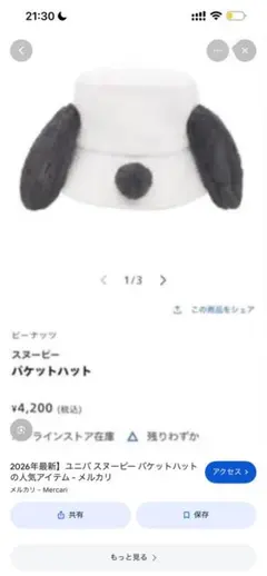 ユニバ　スヌーピー　被り物