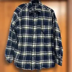 UNIQLO フランネルシャツ　ブルー系チェックXLサイズ