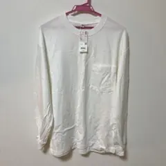 ユニクロ　ホワイト 長袖　クルーネックT Lサイズ