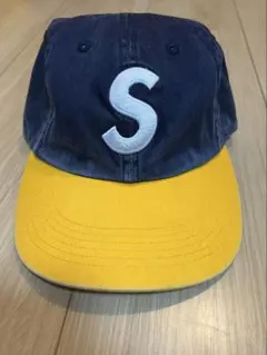 【美品】シュプリーム SUPREME Sロゴ 刺繍キャップ ネイビー/イエロー
