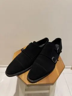 FERRANTE フェランテ スエード シングルモンクストラップ 黒5 1/2 