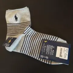 Polo Ralph Lauren グレー ストライプ ソックス 22-24cm