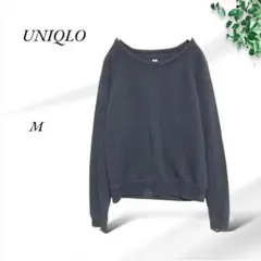 A567.ユニクロ/トレーナー【M】ブラック/安心定番形/着回し自由