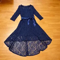 【美品】ネイビーレースドレス 2XL 結婚式・パーティーに◎