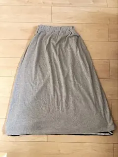 リバーシブルロングスカート グレー ボーダー　ウエストゴム マキシ丈