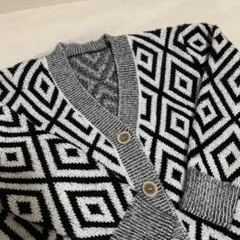SABUROKU ダイヤモンド模様ニットカーディガン