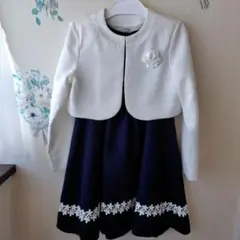 白ジャケットと紺ワンピースのセット 120