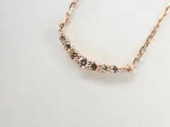 アガット K10 ピンクゴールド ダイヤ 0.05ct デザイン ネックレス　aのサムネイル