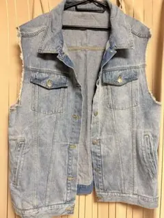 WEGOライトブルーデニムベスト Fサイズ