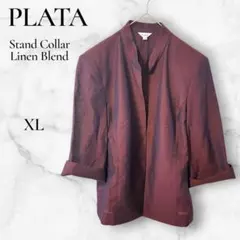 【美品】PLATA レーヨン 麻混 スタンドカラー ジャケット XL １３号のサムネイル