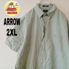USA古着 ARROW 半袖ボタンシャツ　2XL グリーンのサムネイル